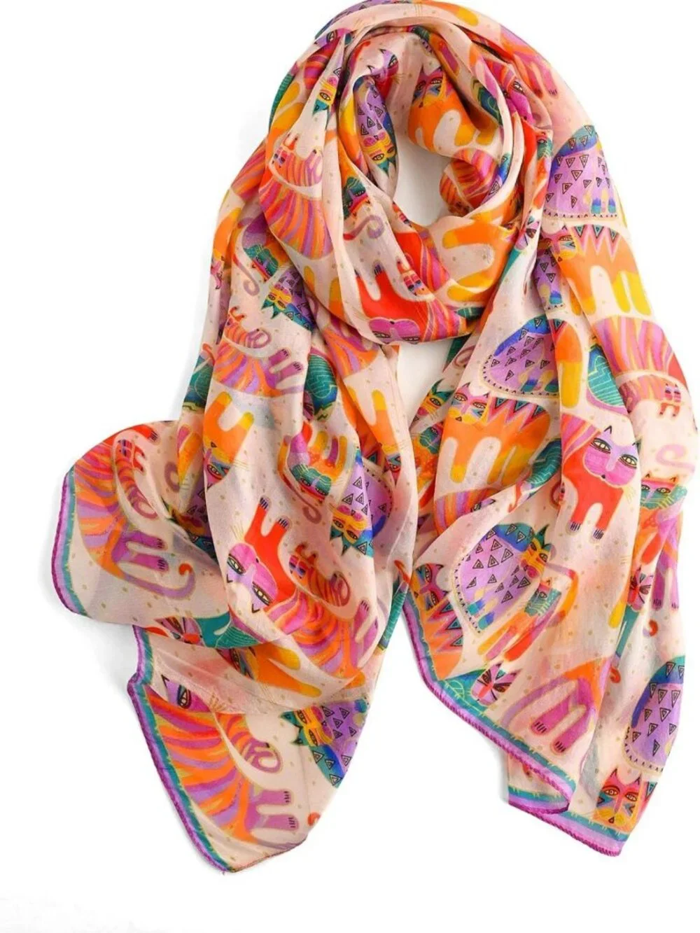 Luxurious 100% Mulberry Silk Floral Scarf - Lightweight Large Shawl Wrap for